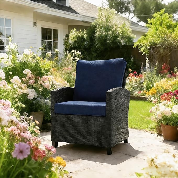 Goodgoods 24 x 28 Outdoor Patio Deep Seat Cushions 2-Pack, 1000+ Hours Fade-Resistant & Water-Resistant Outdoor Furniture Chair Cushions with 30D High-Resilience Foam for Sofa Chair, Midnight