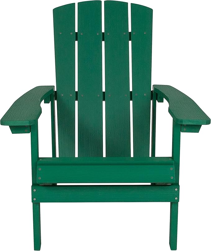 Flash Furniture Charlestown Poly Resin Adirondack Chair - Green - All Weather - Indoor/Outdoor - Set of 2