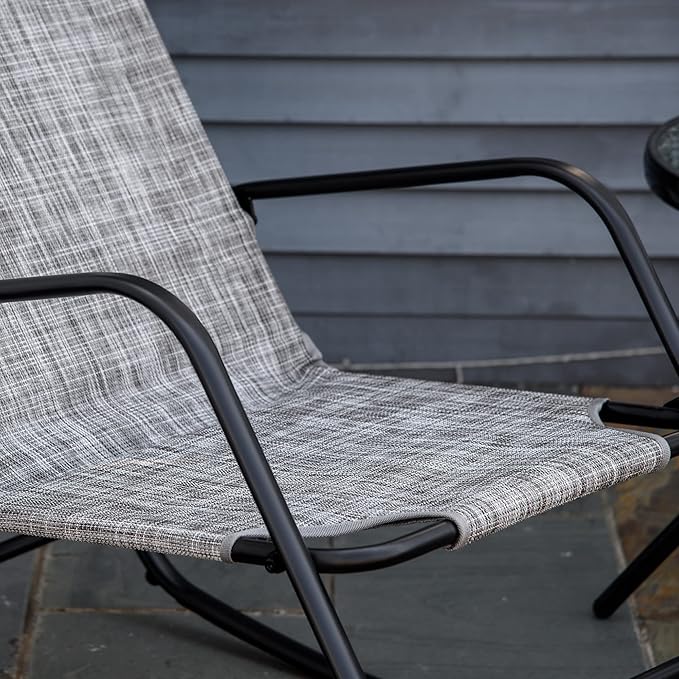 Outsunny Garden Rocking Chair, Outdoor Indoor Sling Fabric Rocker for Patio, Balcony, Porch, Gray and Brown