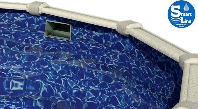 Lake Effect Pools 'Galeria' 24' Foot Round Above Ground Swimming Pool | 52" Inch Height | Sunlight Overlap Liner and Widemouth Skimmer Bundle | Resin Protected Steel-Sided Walls