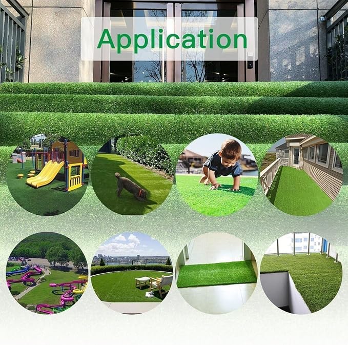 Petgrow Realistic Artificial Grass Turf -5FTX10FT(50 Square FT),Indoor Outdoor Garden Lawn Landscape Synthetic Grass Mat - Thick Fake Grass Party Wedding Christmas Rug