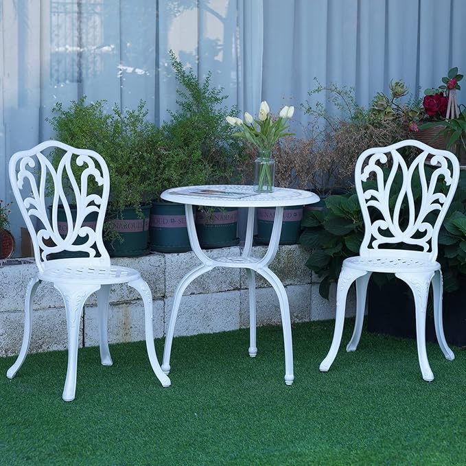 JARDIN DE CENTENNIAL 3-Piece Patio Bistro Furniture Set Cast-Aluminum Bistro Table Set for Lawn,Garden,Backyard