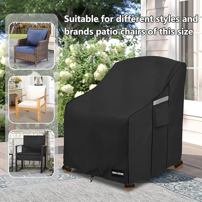Outdoor Chair Covers 32"W x 35"D x 36"H,600D Heavy Duty Waterproof Patio Chair Cover,Outdoor Furniture Covers for Lawn/Garden Chiar,Black