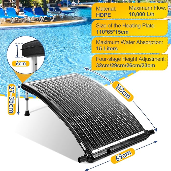 2026 Upgraded Solar Pool Heater with Adjustable Support Feet, Inground Pool Solar Heater, Above Ground Pool Heater, Solar Water Heater, Pool Heater for Above Ground Pool（2 Set）