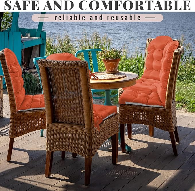 Geelin 2 Pcs Adirondack Chair Cushion High Back Patio Rocking Chair Cushion 44 x 19 x 4 Inch Tufted Weather Resistant Fade Resistant Seat for Patio Rocking Seat
