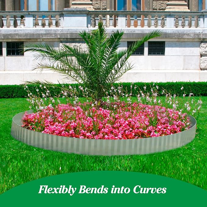 Metal Garden Edging Border, 6IN x 40FT Corrugated Landscape Edging for Landscaping, Sturdy Steel Lawn Edging for DIY Flower Bed Edging Tree Fence Yard Pathway