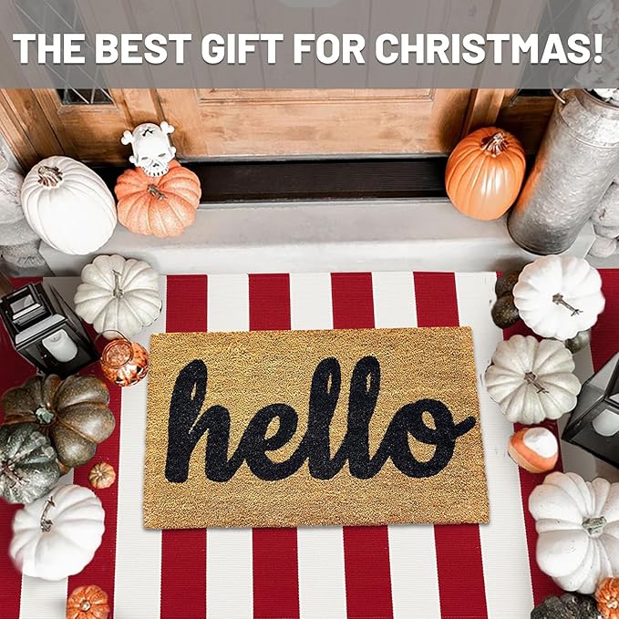 IOHOUZE Christmas Door mat 3x5 Ft Red White Striped Area Rug Washable Front Porch Rug Striped Door Mat Outside Entrance Entryway Doormat for Christmas, Winter Porch Decor
