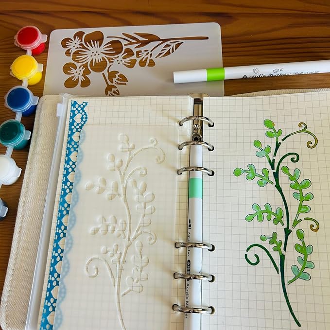 Flower and Leaf Stencils for Painting, 18PCS 6 x 3 Inch Plastic Botanical Stencils for Crafts Reusable, Small Floral Drawing Templates for Painting on Wood Wall Canvas, Card Making & Home Decor