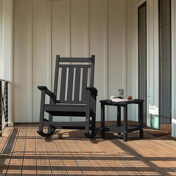 SERWALL Double Adirondack Side Set of 4, Table Rectangular End Table, Black