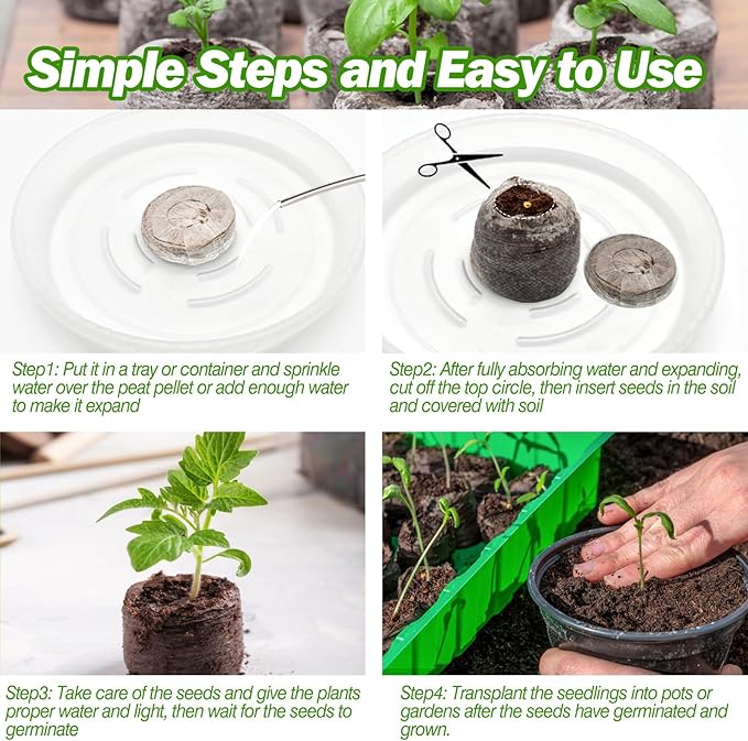 ZeeDix 200 Pcs (36mm) Peat Pellets for Seedlings, Compressed Seed Starting Plugs Pallet Potting Soil Block, Seed Starter Pellets Soil Pods for Planting Flowers, Herbs and Vegetables