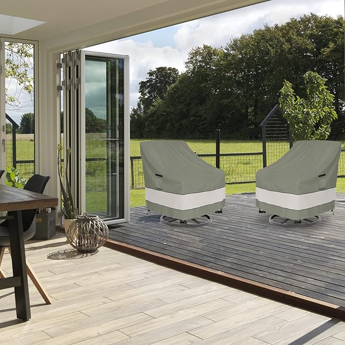 Patio Chair Covers Waterproof Patio Furniture Covers,30W x 34D x 38 H Inches Outdoor Swivel Chair Cover 2 Pack -Grayish Green