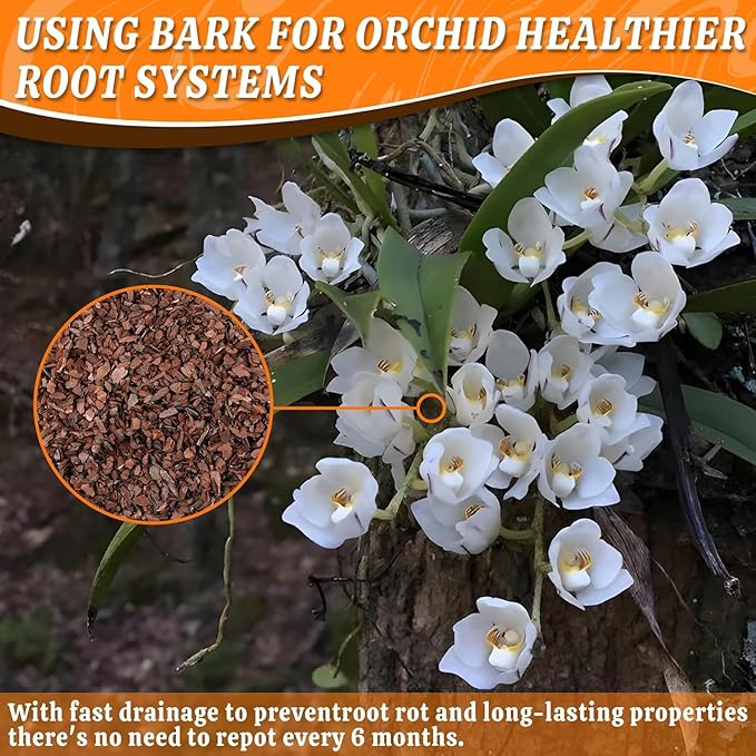 Orchid Potting Bark-14QT Organic Orchid Bark for Plants, All Natural Pine Bark Wood Chips Orchid Bark Potting Mix for Houseplant Mulch, Help Orchid Plants Root Health Development
