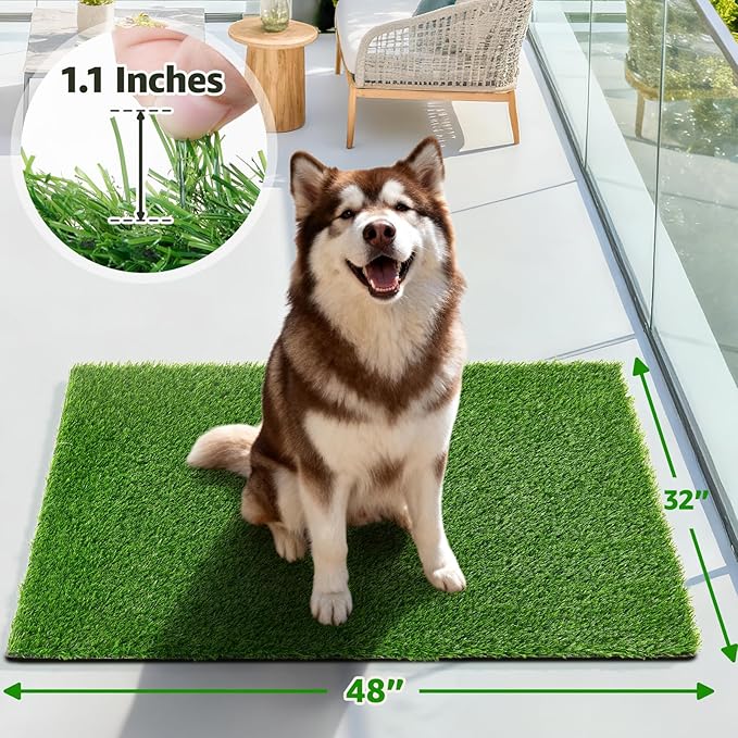 Artificial Turf Grass Outdoor: Grass Pad for Dogs Indoor Potty Training, Replacement Turf Rug for Patio Balcony Lawn Apartment Decoration, Easy to Clean with Drainage Holes(31.5x47.3 inch)