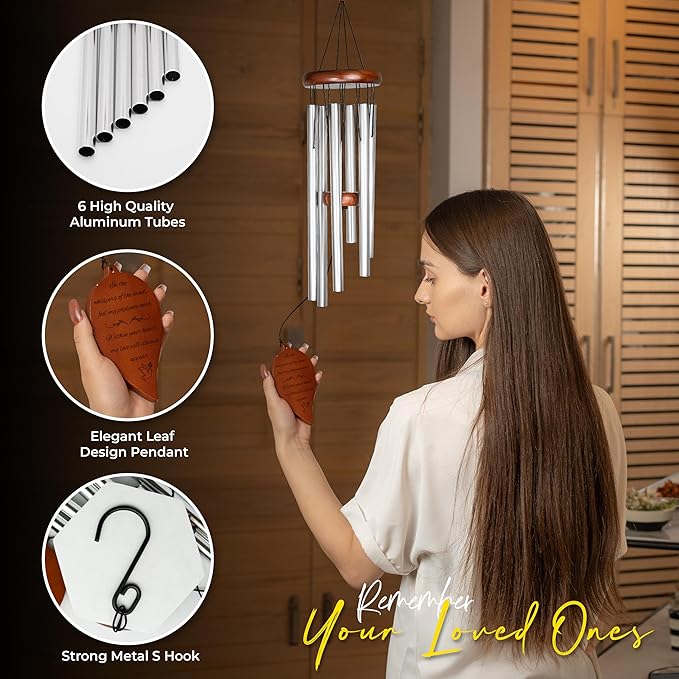 Best Memorial Wind Chimes for Outside - 32.5" Sympathy Wind Chimes Memorial Gifts for Loss of Loved One - in Remembrance Gifts - Best Bereavement Gift Idea for Loss of Loved One - Unique Funeral Gift