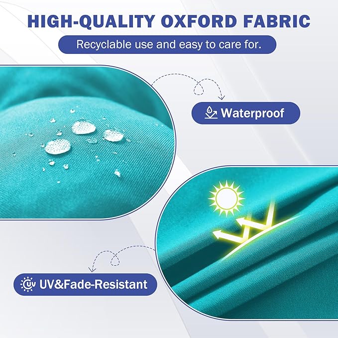 Rocking Chair Cushion, Waterproof and Fade-Resistant Patio Chair Cushions, Tufted Chair Pads for Rocker Furniture, 17x17 Inch, Indoor/Outdoor Seat Cushions with Ties, Teal Blue