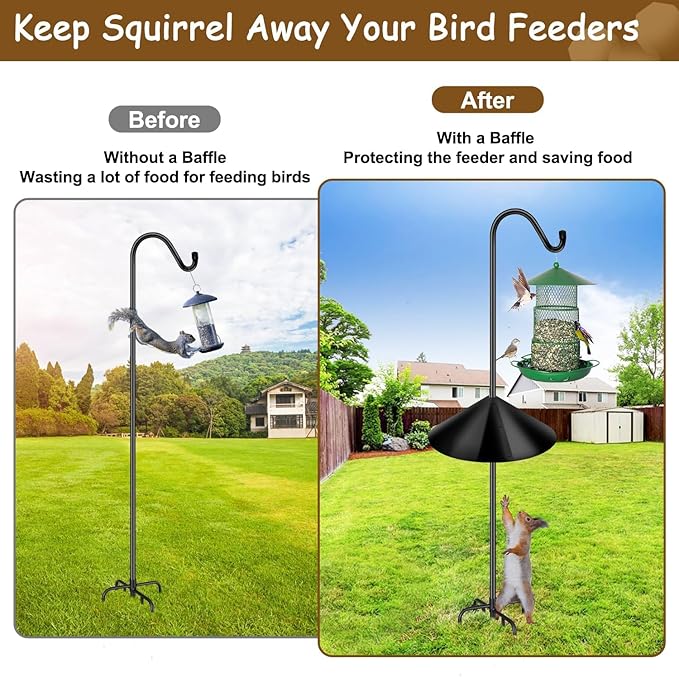 Squirrel Baffle for Bird Feeder Pole,Outdoor Pole Mount Squirrel Proof Guard Stopper- 19 Inch,1 Pack,Plastic