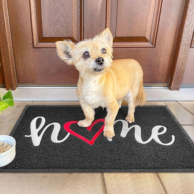 KILOCOCO Door Mat Outdoor Doormat Welcome Mat, Funny Home Mats Non-Slip Front Door Mat for Entrance, Easy Clean Indoor Door Mats for Garage, Yard, Patio, High Traffic Areas 20"x31.5", Black
