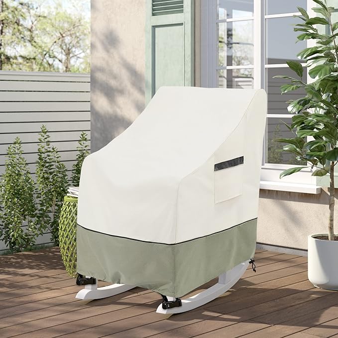 Patio Rocking Chair Cover 2-Pack,Rocking Chair Covers for Outdoor Furniture, 27.5W x 32.5D x 39H Inch,Rocking Chair Covers Waterproof,White&Grayish Green