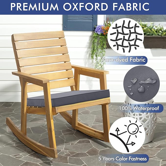 Outdoor Chair Cushions 19 x 19 Inch Waterproof Patio Chair Cushions with Tie 5 Year Color Fastness Thick Outdoor Seat Cushion for Garden Lawn Patio Furniture Dark Grey Set of 2