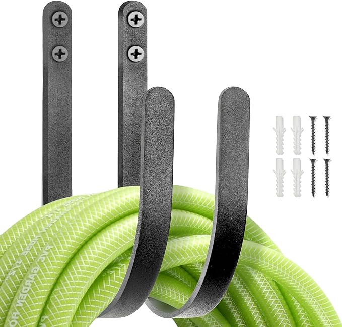 Garden Hose Holder Outside: 2 Pack Wall Mount Water Hose Hanger Organizer Outdoor - Heavy Duty Rustproof Hanging Hose Rack Hook for 150FT Storage