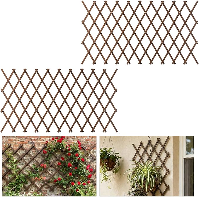 2 PCS Expandable Garden Trellis, 37" x 90" Trellis for Climbing Plants Outdoor, Wooden Lattice Fence Wall Panel Lattice Panels for Outside, for Climbing Plants Vine Ivy Rose Cucumbers Clematis