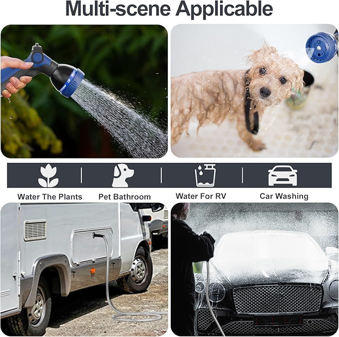 SPECILITE 25ft 304 Stainless Steel Garden Hose Metal, Heavy Duty Water Pipe with Nozzles for Yard, Outdoor - Flexible, Never Kink & Tangle, Puncture Resistant (Sliver)