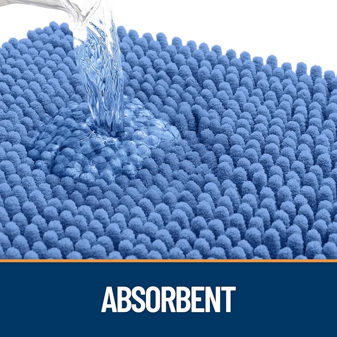 OLANLY Dog Door Mat for Muddy Paws 59x24, Absorbs Moisture and Dirt, Absorbent Non-Slip Washable Doormat, Quick Dry Chenille Mud Mat, Entry Indoor Entryway Carpet for Inside Floor, Cornflower Blue
