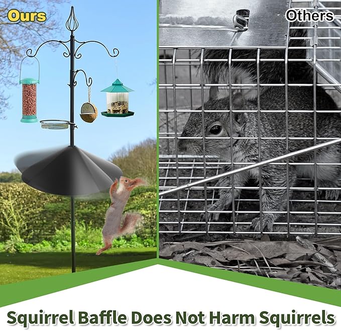 2PCS 24 Inch Metal Squirrel Baffle,Squirrel Guard for Bird Feeder Without Screws Assemble,Hanging Baffle Outdoor Protect Bird Feeders and Pole Mount from Raccoon Squirrels Rodents