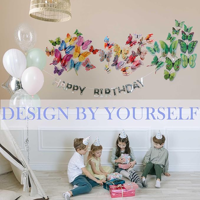 Butterfly Wall Decor 72 PCS, 3D Butterflies Stickers for Party Decorations with Magnets (Circl, 72)