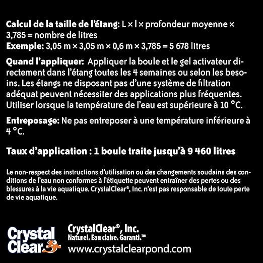 CrystalClear PondShock Ball, Natural Enzymes & Live Bacteria, Freshwater Clarifier Shock Treatment, Muck & Sludge Remover for Small Pond & Outdoor Water Garden Ponds, Koi Fish & Aquatic Plants Safe