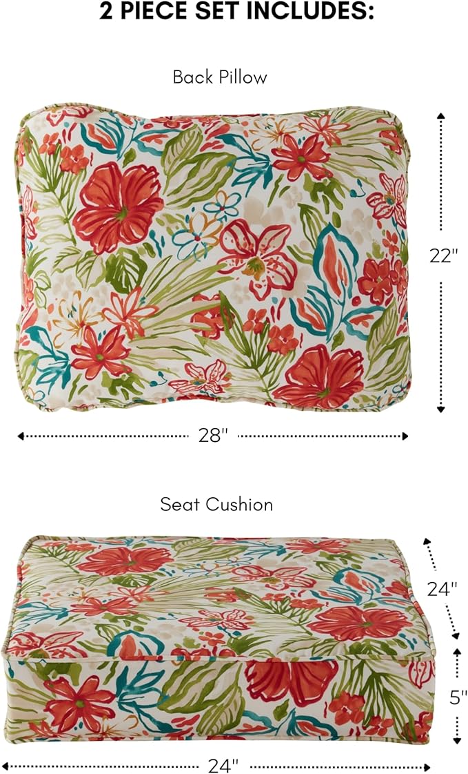 Greendale Home Fashions Outdoor Reversible 2-Piece Deep Seat Cushion Set, Garden Floral