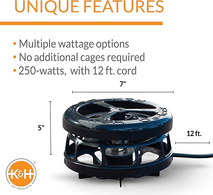 K&H Pet Products Pond Heater for Outdoor Ponds with Fish, Deluxe Thermo-Pond Perfect Climate Deicer, Winter Oxygen Exchange for Live Fish, Thermostatically Controlled, Safety Listed - 7in 250W