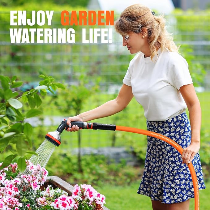 Garden Hose 25 ft x 5/8", NON-EXPANDING Flexible Water Hose, Kink Resistant Lightweight Hybrid Hose, Leakproof Yard Hose with Male to Female Fittings