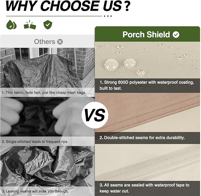 Porch Shield Patio Chair Covers -Waterproof Outdoor Lounge Deep Seat Lawn Chair Cover - 28W x 30D x 28H inch, Light Tan & Khaki