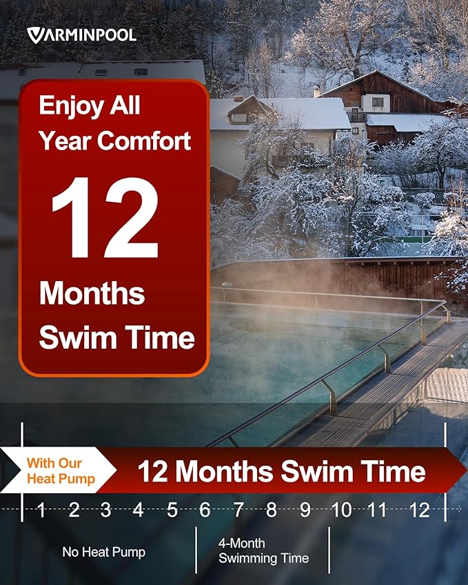 Smart WiFi Control via APP 35100 BTU Pool Heat Pump for 10000 Gals In and Above Ground Pools, Heating and Cooling Mode, Titanium Heat Exchanger, 240V