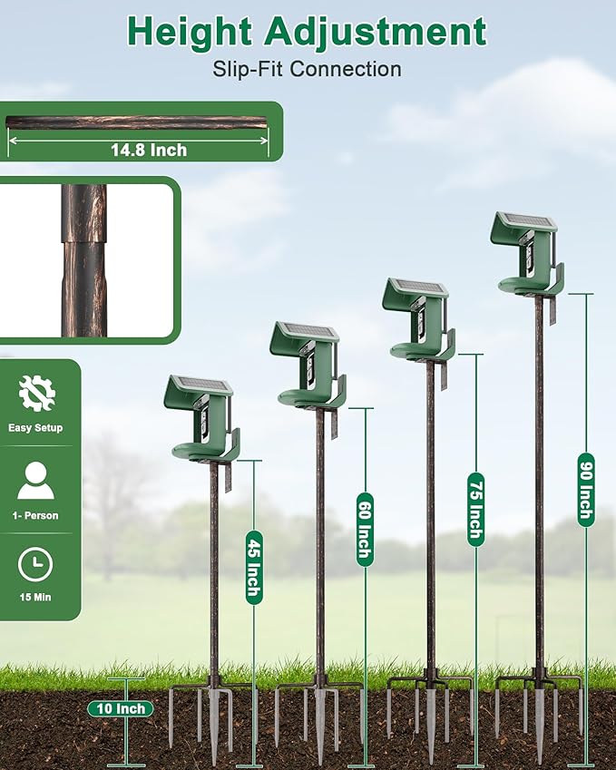 Bird Feeder Pole – 90 Inch Height Bird House Pole with 1-Inch Dia Heavy Duty for Birdfeeders, Feeding Stand with Mount Kit for Outdoor, Slip-Fit Connection, Copper Brushed