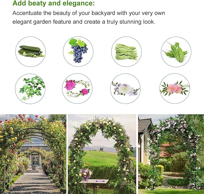 Metal Pergola Arbor, 4.6 Feet Wide x7.9 Feet High,Assemble Freely Lightweight Wide Garden Arch for Various Climbing Plant Wedding Garden Arch Bridal Party Decoration Wide Arbor,Green