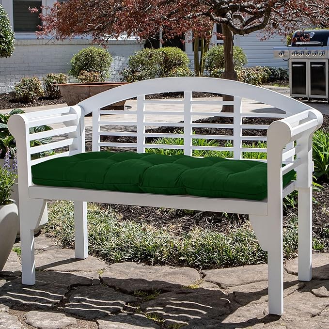 Tufted Bench Cushions for Outdoor Furniture, 44" x 19" Porch Swing Cushions Filled with Foam, Overstuffed Patio Cushions for Bench Loveseat with 2-3 Seats,Thick and Water Resistant, Forest Green