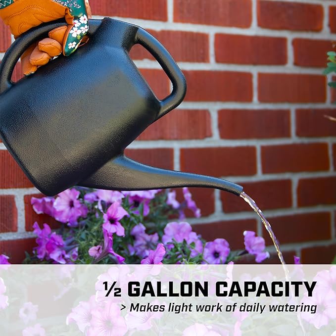 Chapin 48000 Watering Can, Garden, Indoor and Outdoor Plants, Recycled Plastic, Made in USA, Black, 0.5 Gallon (2.3 Liters)