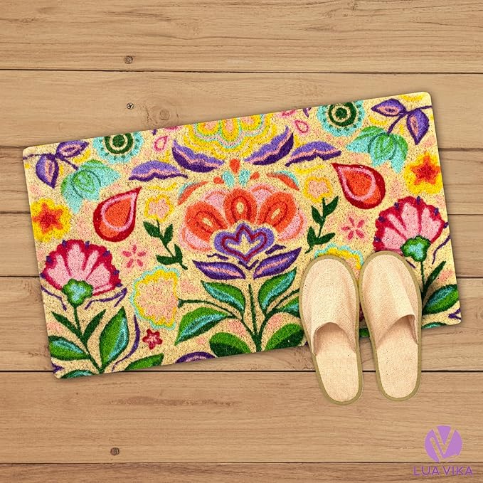 Coir Doormat, Front Door mats Outdoor, Funny Welcome mat Outdoor, Front Door mat for Home Entrance, Door mat Outside Entrance, Welcome mat Indoor 16"x27.5" (Dalias)