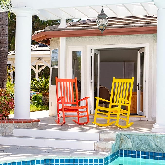 Shine Company Vermont Rocking Chairs, Outdoor Front Porch Rocker Set of 2, Tuscan