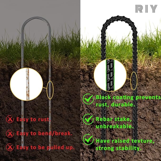 RIY Trampoline Stakes Anchors High Wind Heavy Duty Tent Stakes 12 Inch Ground Anchor Trampoline Accessories with T Hook
