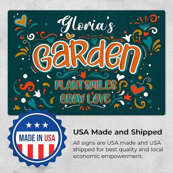 Custom Garden Signs, Personalized Sign For Garden, Mom, Her Or Girlfriend Sign, 12x18 Inches, Rust Free .063 Aluminum, Fade Resistant, Made in USA by Sigo Signs