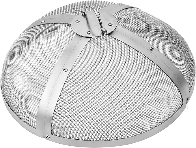VEVOR Fire Pit Spark Screen Round 20", Reinforced Heavy Duty Steel Metal Cover, Outdoor Firepit Lid, Compatible with The Solo Stove Bonfire Ring Handle for Outdoor Patio Fire Pits Backyard