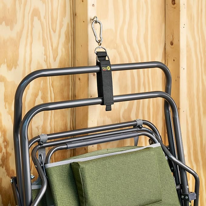 Hook 'n Hang Wrap-It Storage Straps - Assorted 3-Pack Black - Heavy Duty Extension Cord Holder with Hooks for Cord or Garden Hose Storage
