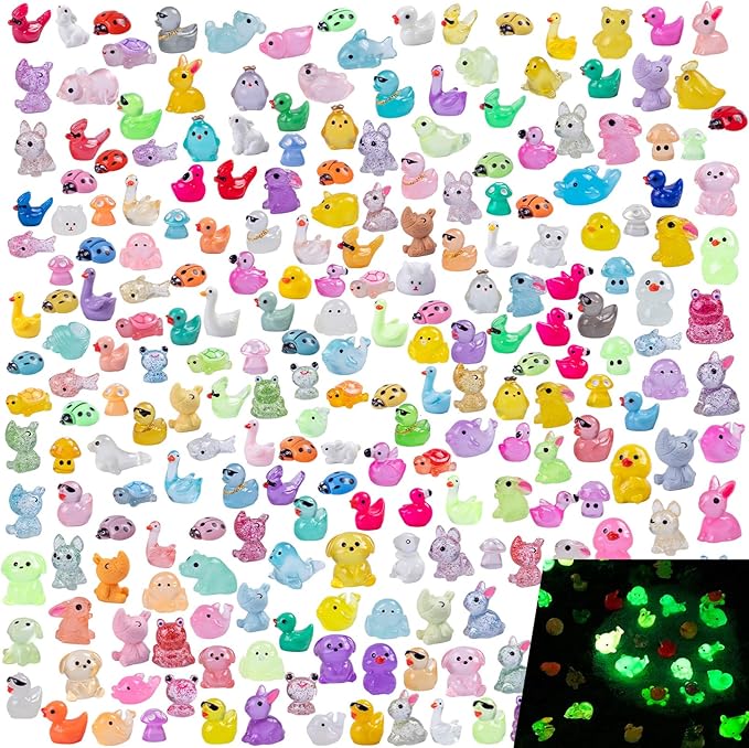 240 Pcs Mini Resin Animals Variety Tiny Animals Figures Miniature Little Small Animal Figurines Bulk for Micro Fairy Garden Landscape Accessories Hide Crafts Decor Aquarium