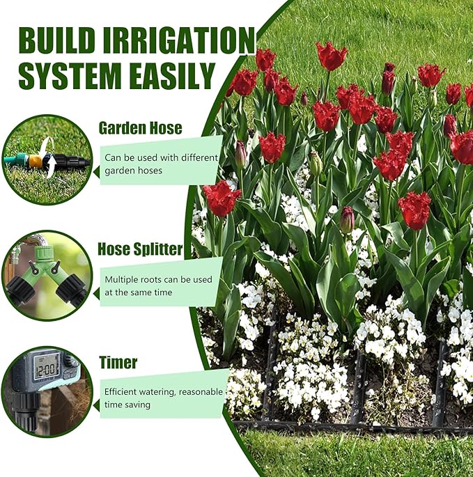 Flat Soaker Hose 25ft, Heavy Duty Double Layer Design, Drip Irrigation Hose Saves 80% Water, Leak Proof Sprinkler Hose For Lawn, Flower Bed, Vegetable Field