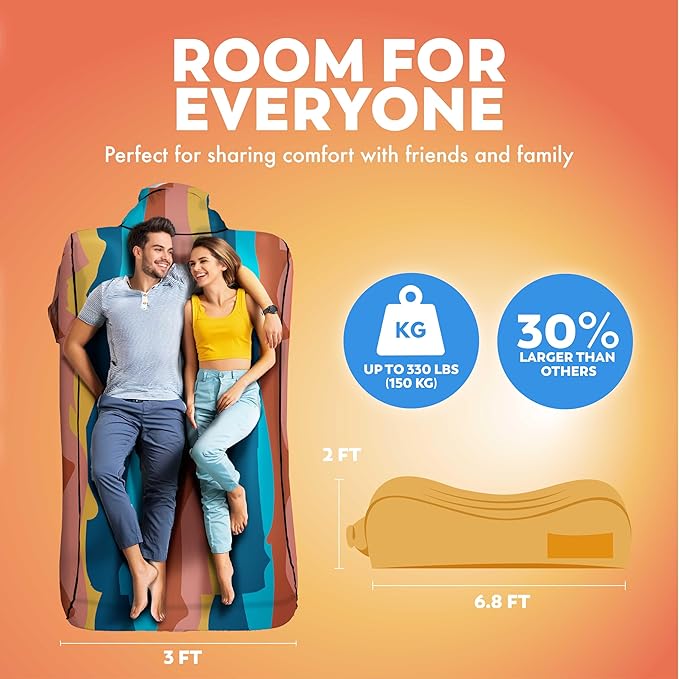 Chillbo Lazybone Inflatable Lounger - Ultimate Inflatable Couch for Maximum Chill - The Perfect Blow Up Couch for Music Festivals Or Lounger for Camping
