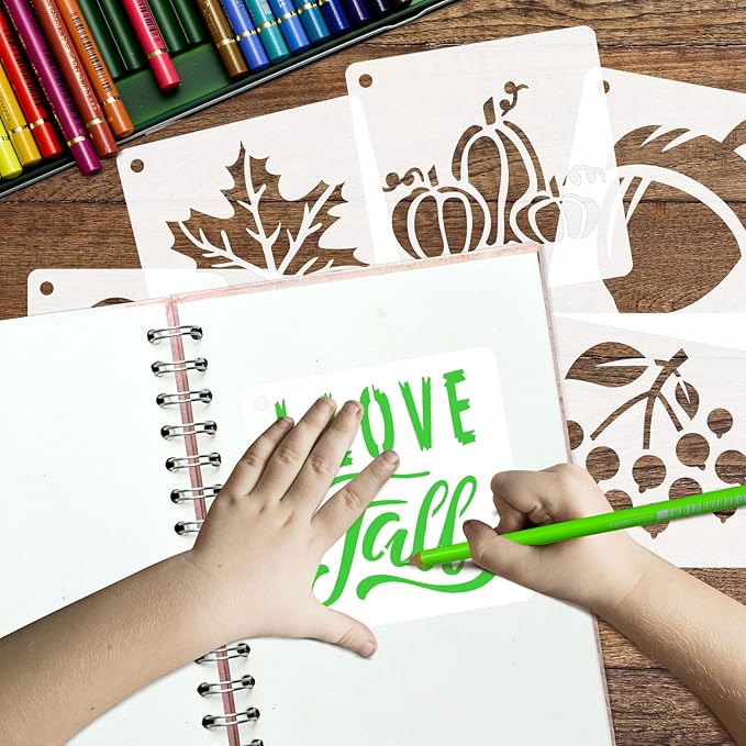 50 PCS Fall Painting Stencils Reusable Fall Stencils for Painting on Wood Rocks Canvas Fabric Glass Pottery 4x4 Inch