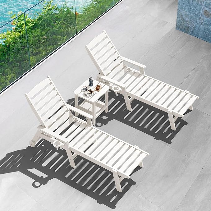 SERWALL Double Adirondack Side Table Set of 2, End Table- White